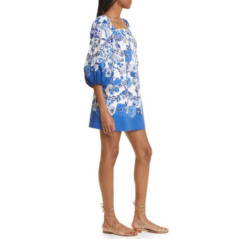 CARA CARA Montauk Dress in Flower Grid Blue Size Medium New - Picture 3 of 13